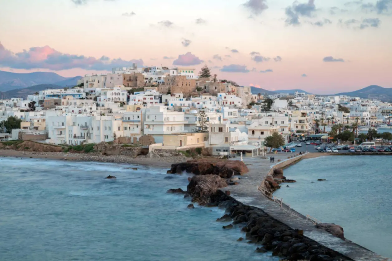 Greek island Naxos at dusk